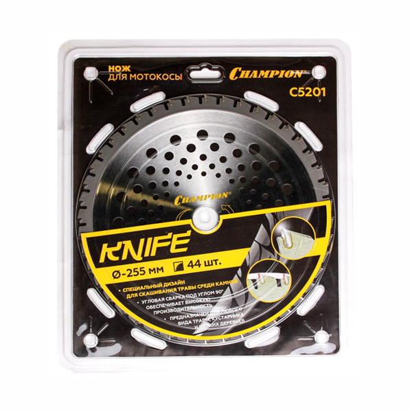 Нож CHAMPION для триммера Knife 44 зубчатый d=255*25.4mm  твердосплавные зубцы   C5201