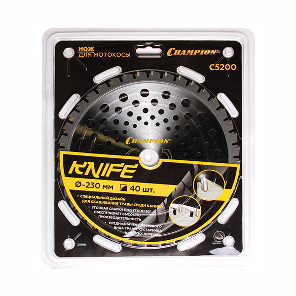Нож CHAMPION для триммера Knife 40 зубчатый d=230*25.4mm  твердосплавные зубцы   C5200