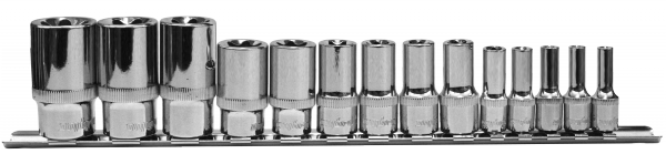 Набор торцевых глубоких головок OMBRA "TORX" 1/2", 1/4", 3/8"DR на держателей, 14 предметов  910714