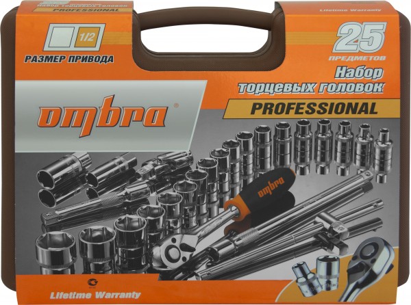 Набор торцевых головок OMBRA 1/2" DR, 25 предметов   911225