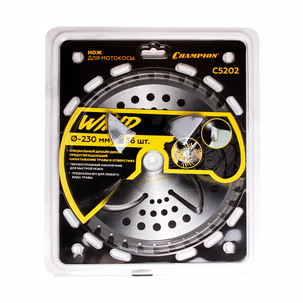 Нож CHAMPION для триммера Wind 36 зубчатый d=230*25.4mm  твердосплавные зубцы   C5202