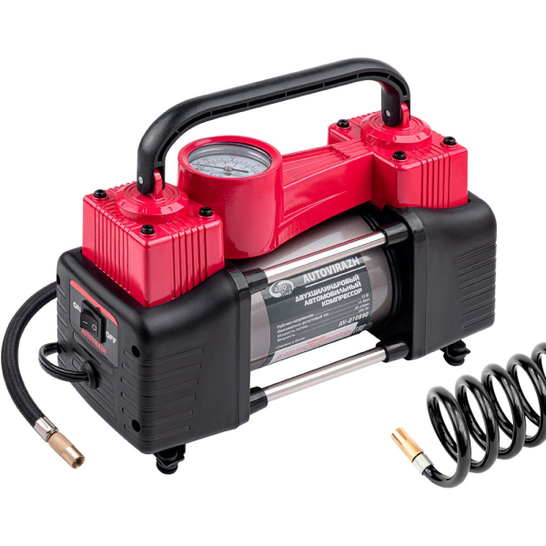 Компрессор автомобильный AUTOVIRAZH двухцилиндровый в кейсе   AV-010890