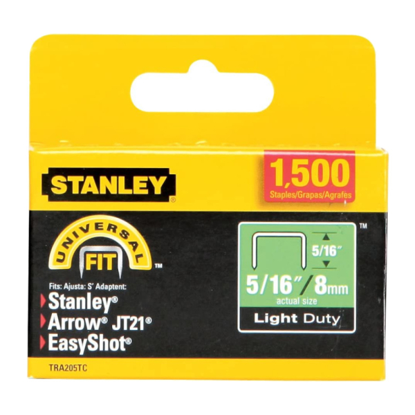 Скобы для степлера STANLEY LIGHT DUTY тип ''А'' 8мм*1500шт  1-TRA205TCS