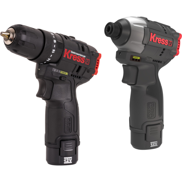 Комбо-набор KRESS KUG02 :дрель-шуруповерт аккумуляторная 12V 40Нм + винтоверт аккумуляторный 12V
