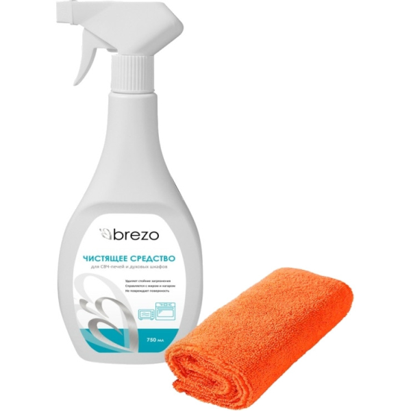 Чистящее средство BREZO ПРОМО для СВЧ-печей и духовых шкафов 750 мл и салфетка из микрофибры 