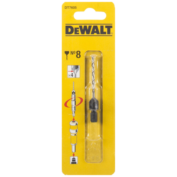 Сверло DEWALT пилотное и зенкер №8   DT 7605
