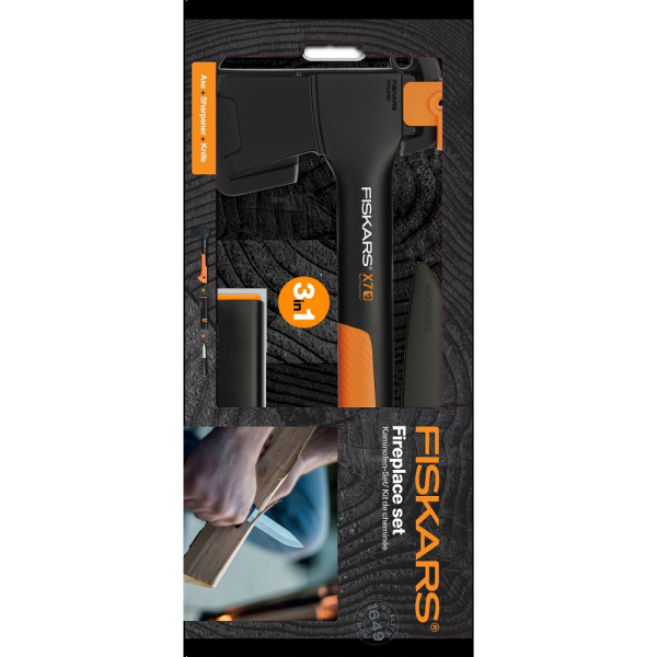 Набор Fiskars: Топор Х7 + точилка для топоров и ножей + нож К40