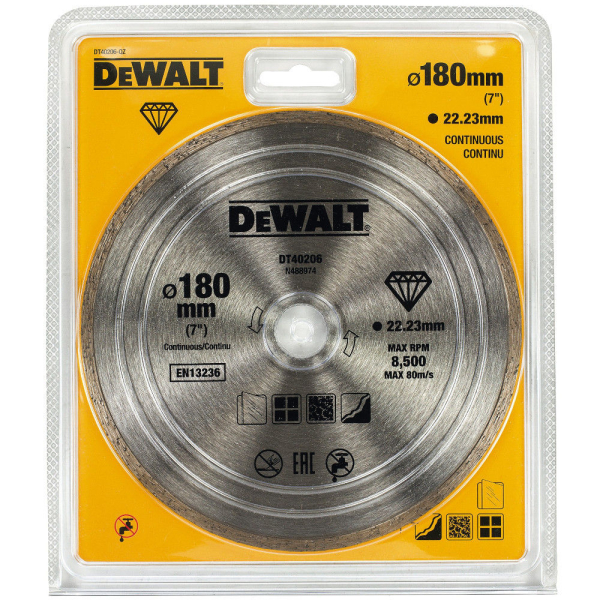 Диск алмазный DEWALT DT 40206 180*22,2 мм сплошной