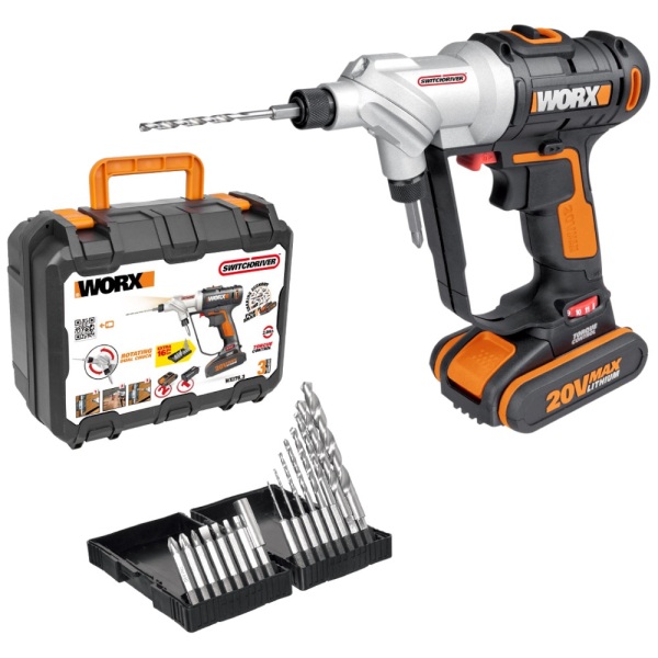 Дрель аккумуляторная WORX Switchdriver WX176.2 20V 2,0Ач кейс