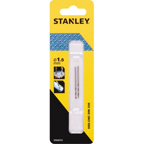 Сверло STANLEY по металлу HSS-G CROWN  1,5*40 (2 шт в упак)   STA50751