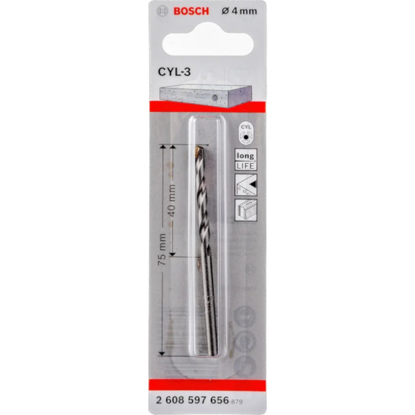 Сверло BOSCH Silver Percussion 4*75 по бетону  2.608.597.656