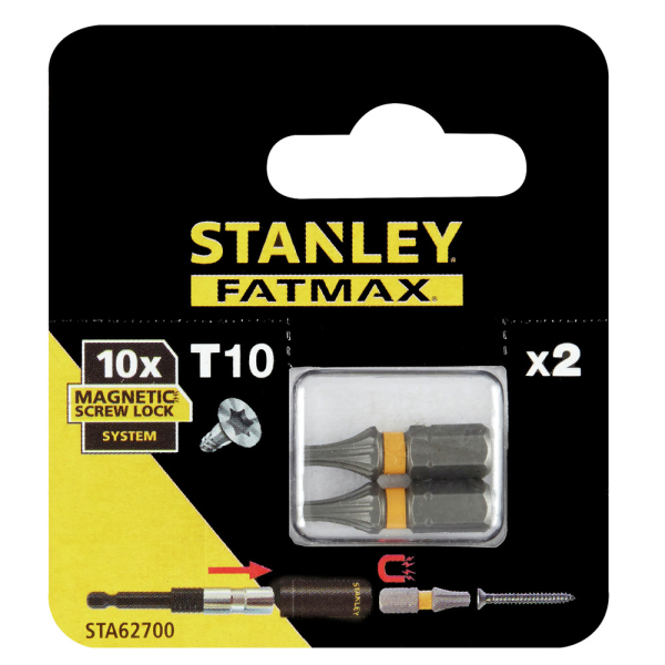 Набор бит STANLEY FatMax MagnetScrLock T 10*25мм из 2 штук  STA62700