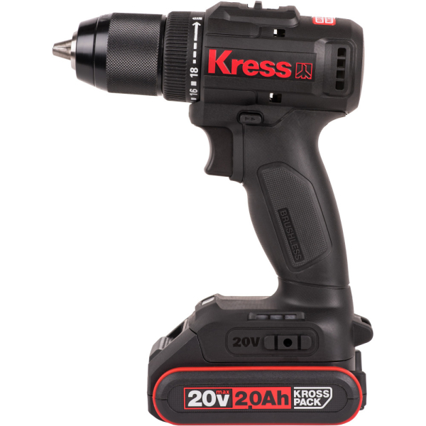 Дрель-шуруповерт аккумуляторная KRESS KU213.1 20V 2Ач x2 ЗУ 2А Сумка + коробка