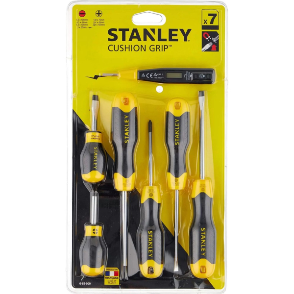 Набор отверток STANLEY CUSHIONGRIP 6шт+отвертка тестер     0-65-009