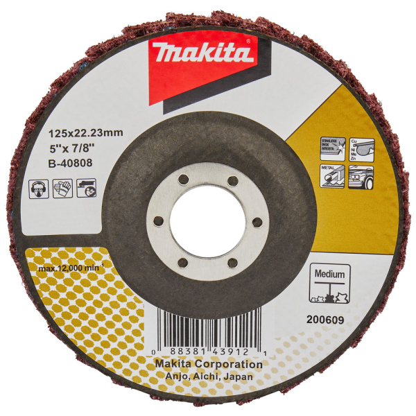 Диск лепестковый Makita 125*22,2мм угловой, основа стекловол.   B-40808