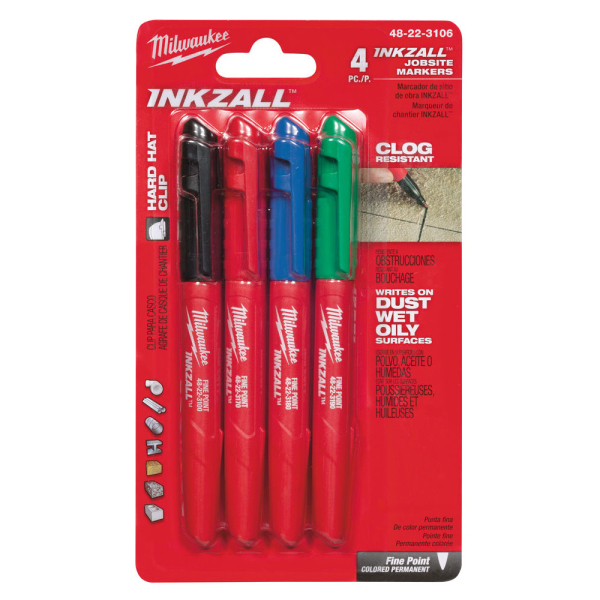 Набор маркеров Milwaukee INKZALL для стройплощадки разноцветные 4 шт