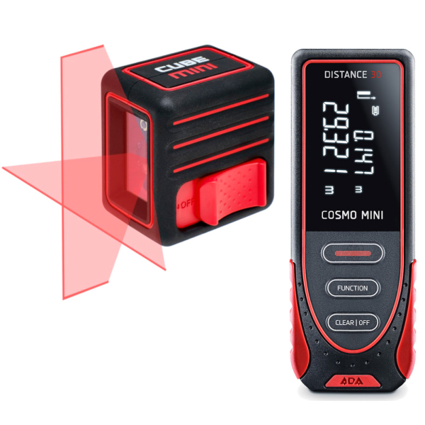 Набор ADA: Лазерный уровень CUBE MINI BASIC EDITION (А00461) + дальномер COSMO mini (А00410) А00585