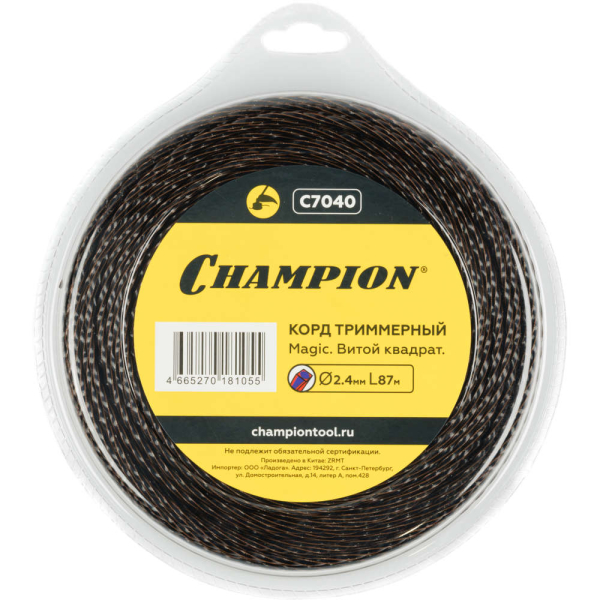 Леска CHAMPION Magic 2,4*87 м (витой квадрат) + нож   C7040