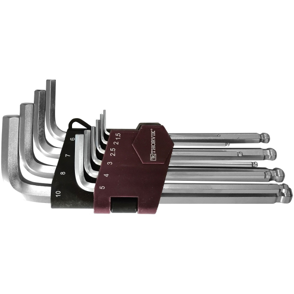 Набор ключей THORVIK торцевых шестигранных с шаром, H1.5-H10, 10 предметов   HKB10S