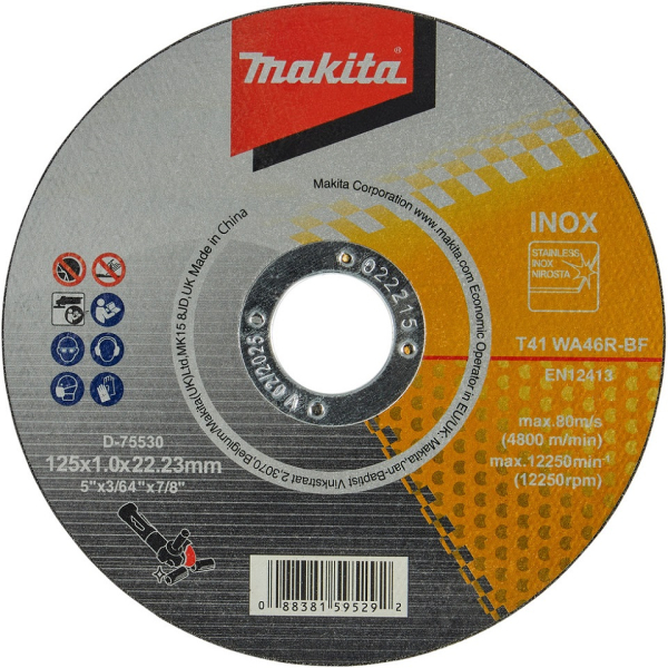 Диск абразивный Makita 125*1,0*22.2 нержавейка   D-75530