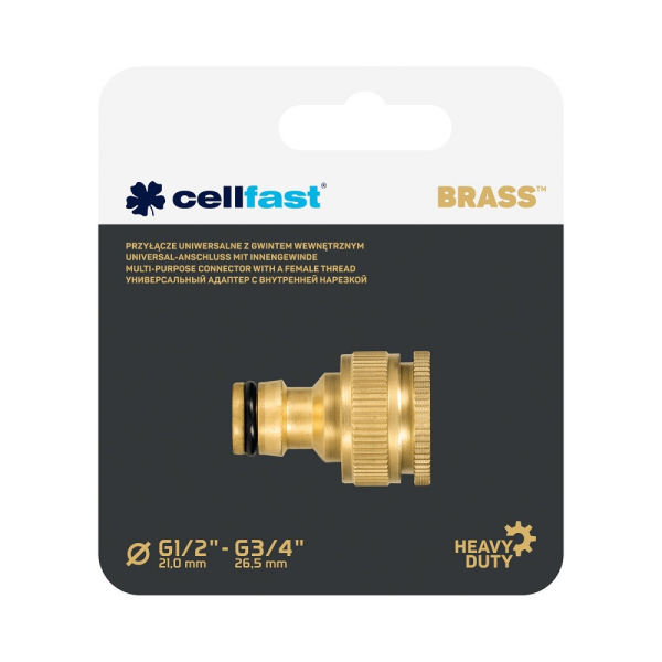 Адаптер CELLFAST BRASS с внутренней резьбой 3/4''-1/2'' латунный