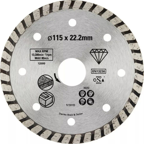 Диск алмазный STANLEY  115*22,2 турбо   STA38202