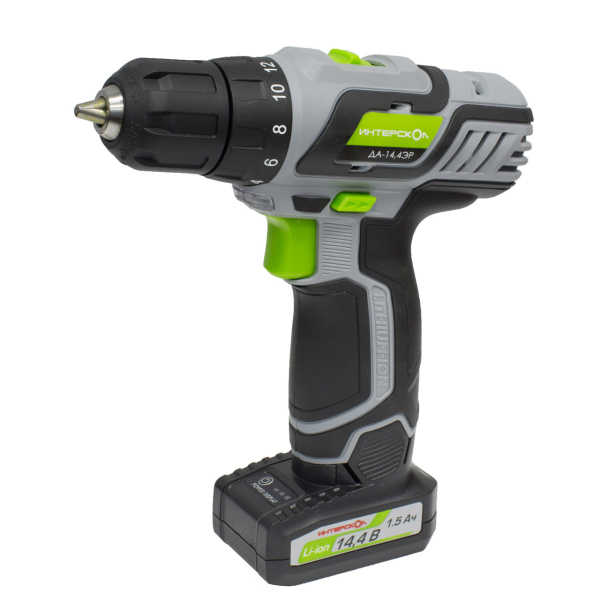 Дрель аккумуляторная Интерскол ДА-14,4 ЭР кейс ДМ зеленый