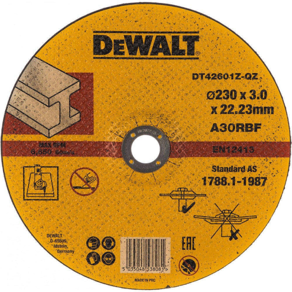 Диск абразивный DEWALT INDUSTRIAL 230*3.0*22.2 металл DT 42601Z