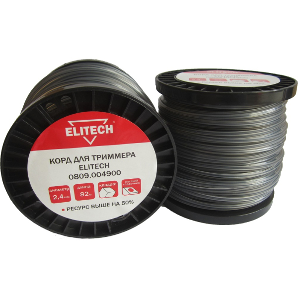 Леска ELITECH 2,4*82 м би-материал (квадрат)