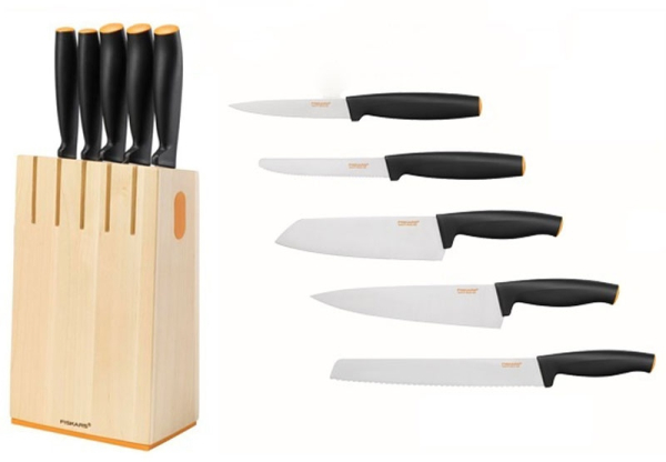 Набор Fiskars: Ножи Functional Form в деревянном блоке 5шт   1014211