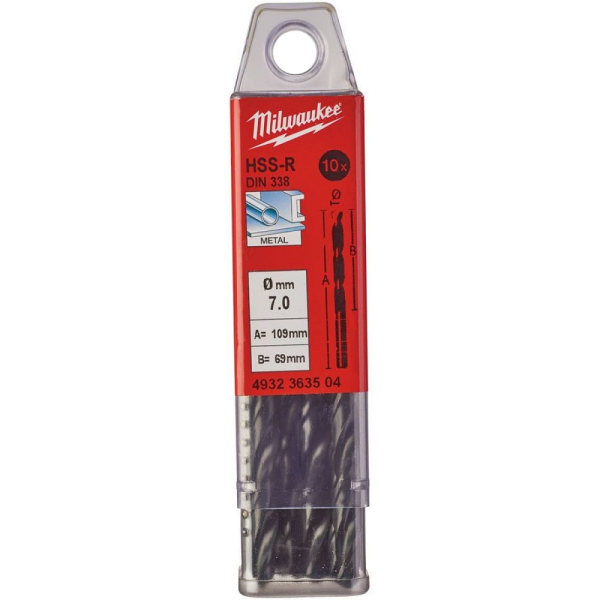 Сверло Milwaukee HSS-R по металлу 7.0 мм 10 шт