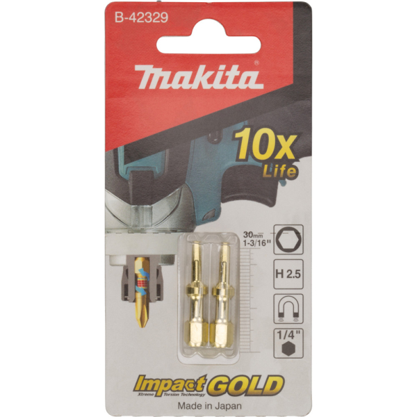 Бита Makita Impact HEX2.5-30 мм  2 шт   B-42329