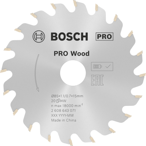 Диск п/п BOSCH 85*15*20 S.f. Wood     2.608.643.071