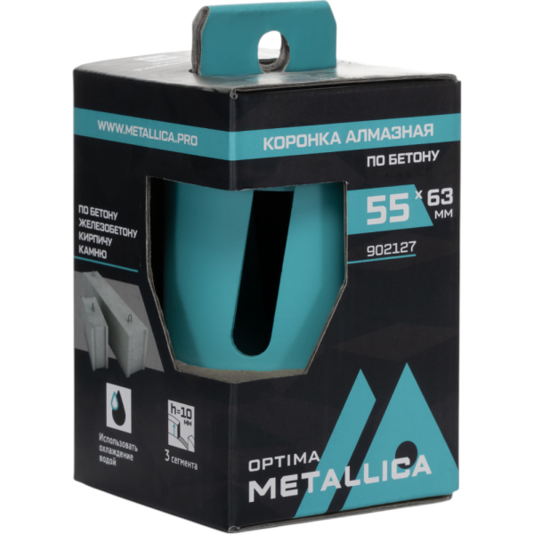Коронка алмазная сегментная METALLICA Optima 55x63 мм, М16, без хвостовика, по бетону   902127