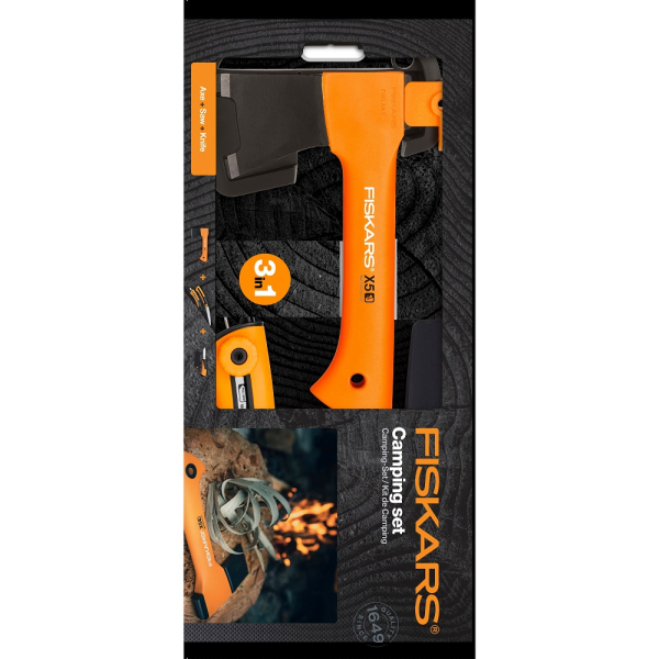 Набор Fiskars: Топор Х5 + пила + универсальный нож