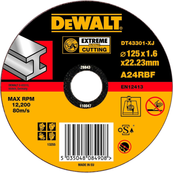 Диск абразивный DEWALT EXTREME 125*1,6*22.2 металл DT 43301