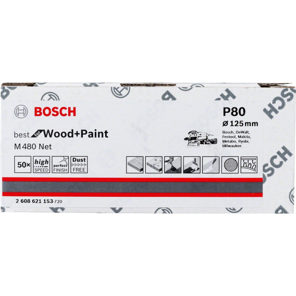Круг шлифовальный BOSCH 125мм G80  (упак 50шт)   2.608.621.153