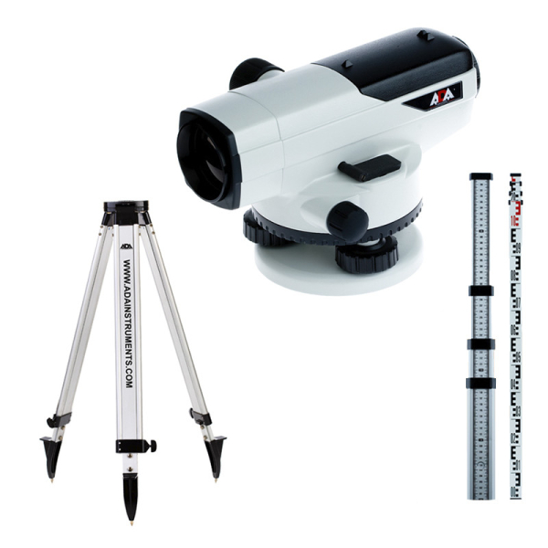 Оптический нивелир ADA PROF X32 + штатив алюминиевый на винтах Light S + рейка нивелирная STAFF 5