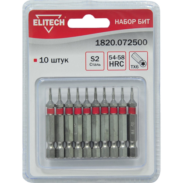 Набор бит ELITECH TORX 6*50мм 10шт   1820.072500