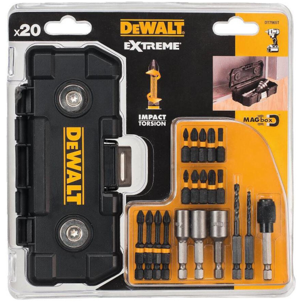 Набор бит, головок и сверл DEWALT 20 шт в магнитном боксе   DT7965T