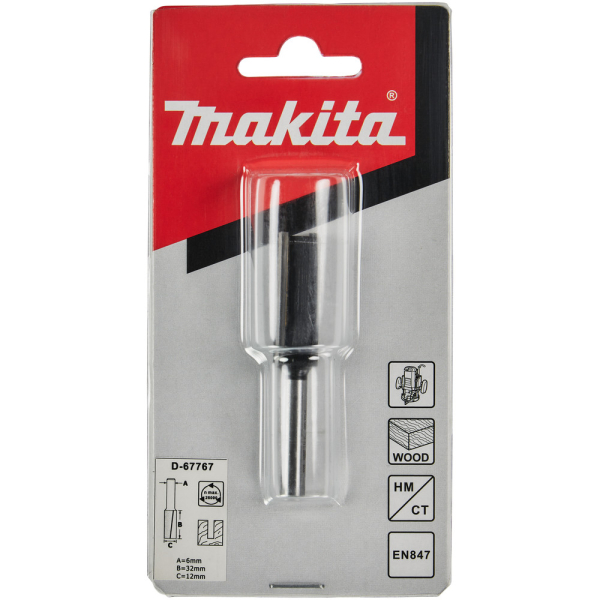 Фреза Makita пазовая с 2 кромками 12*32*6*61*2Т      D-67767