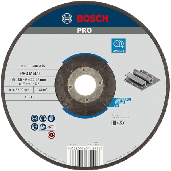 Диск абразивный BOSCH 180*22*6,0 шлифовальный     2.608.600.315