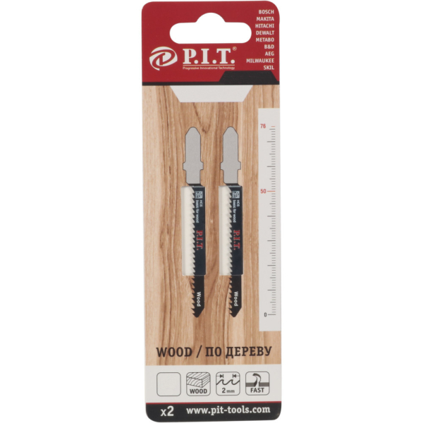 Пилочки P.I.T. для лобзика по дереву 75мм (2шт)