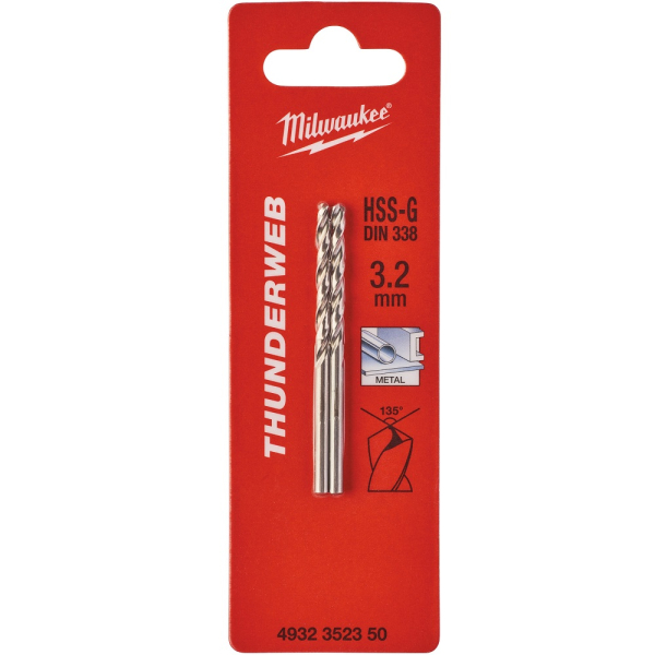 Сверло Milwaukee HSS-G THUNDERWEB по металлу 3.2x65 мм 2 шт