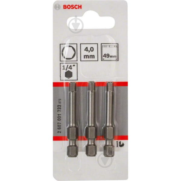 Набор бит BOSCH из 3 штук HEX4 49мм   2.607.001.733