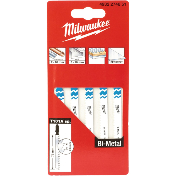 Пилочки Milwaukee для лобзика T101A Bi-Metal 75 мм 5 шт