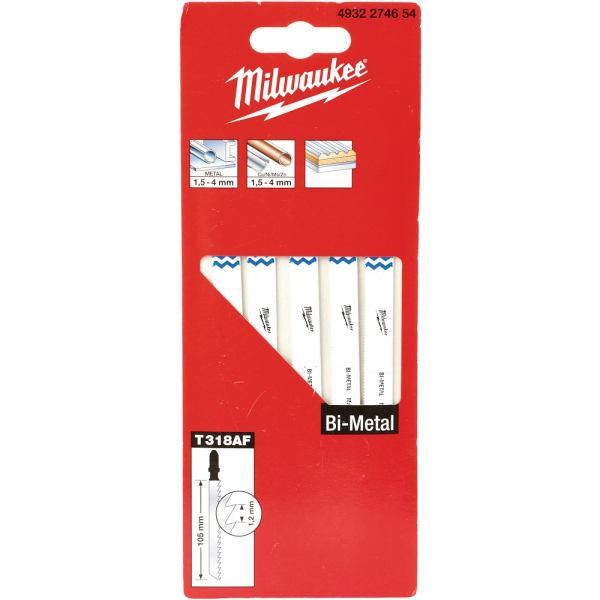 Пилочки Milwaukee для лобзика T318AF 105 мм 5 шт