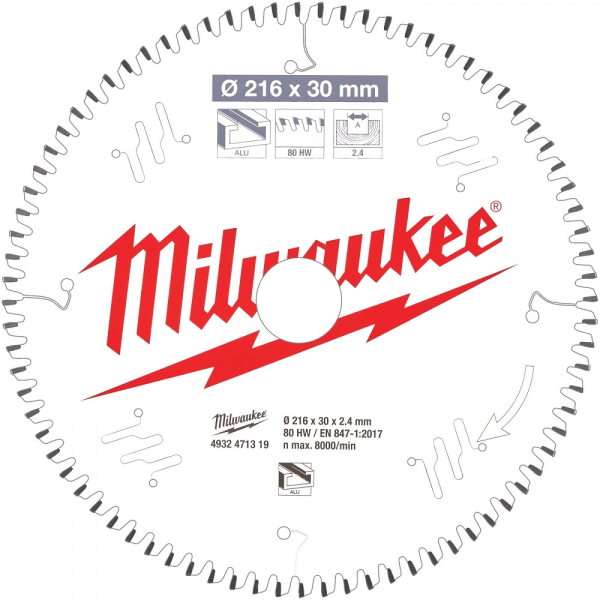Диск п/п Milwaukee 216*30*80 мм  алюминий