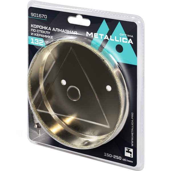 Коронка алмазная METALLICA Optima 132x55 мм по стеклу,плитке,1 шт в блистере   901670