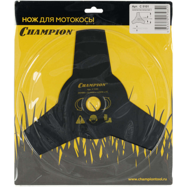 Нож CHAMPION для триммера 3-х зубчатый d=255*25.4mm (тип А)   C5101
